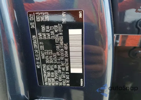 2021 Volvo Xc90 T6 Momentum z USA, uszkodzony, nr VIN YV4A22PK4M1751469